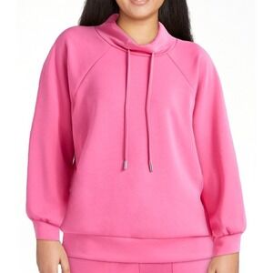 Scoop Womens Ultimate ScubaKnit Funnel Neck Sweatshirt Bubble Gum Pink Size XXL